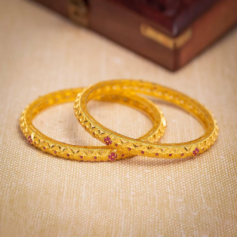 Colorful Bangle Bracelets for Brides-Golden Bangle PSB39R-052