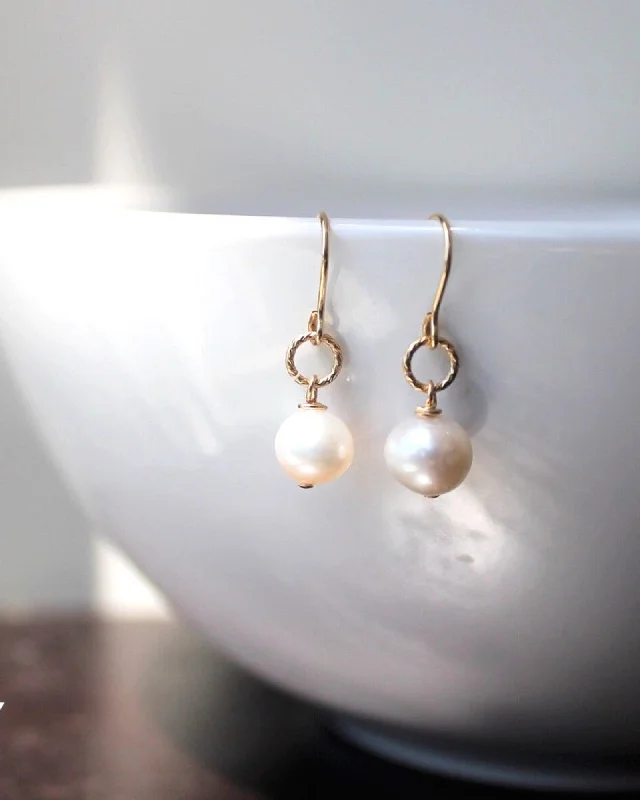 Small Hoop Earrings-Petite Pearl Drop Earrings