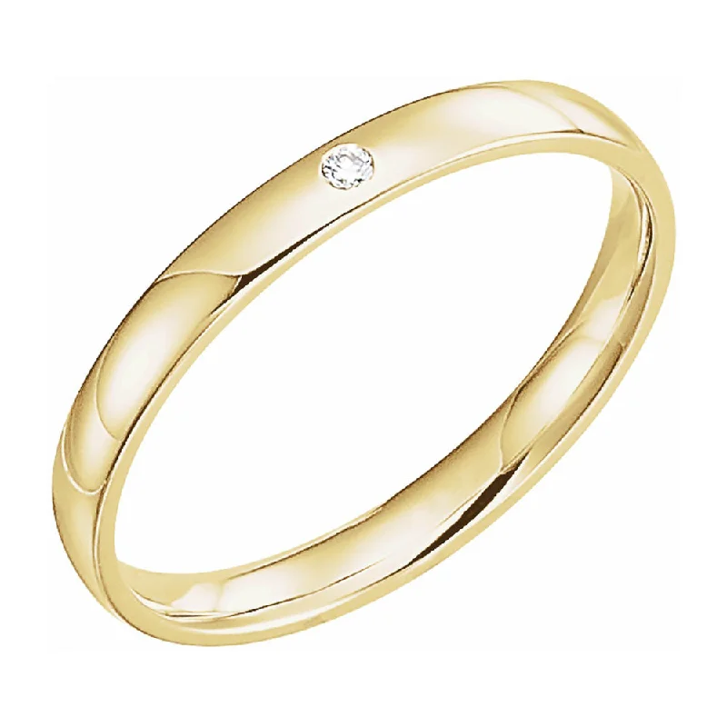 Bridal Engagement Ring Sets-2.5mm 14k Yellow Gold .02 CT Diamond Half Round Comfort Fit Band