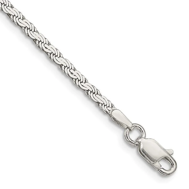 Custom Diamond Tennis Bracelets-Sterling Silver 2.25mm Flat Rope Chain Bracelet