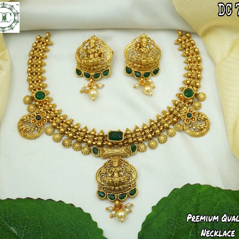 Custom Diamond Necklaces-Diksha Collection Gold Plated Temple Necklace Set