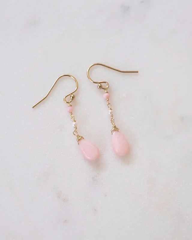 Comfortable Hoop Earrings-Pink Opal Elegant Earrings