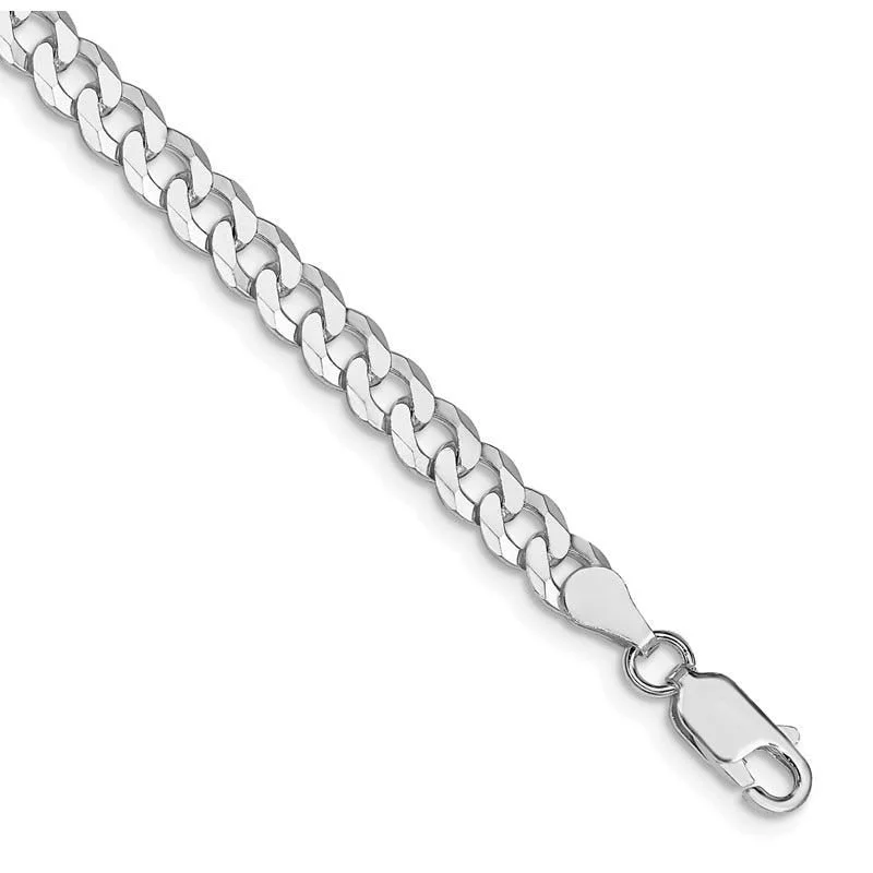 Adjustable Gemstone Cuff Bracelets-Sterling Silver Rhodium-plated 5mm Beveled Curb Chain Bracelet