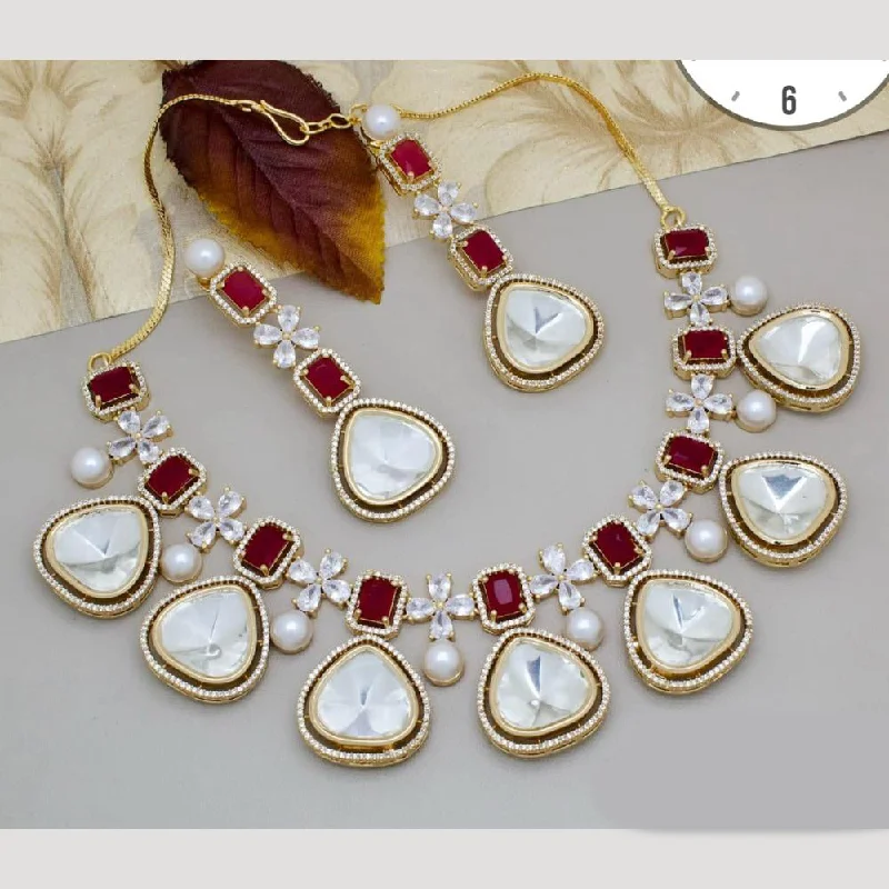 Elegant Choker Necklaces-Manisha Jewellery Gold Plated American Diamond Necklace Set