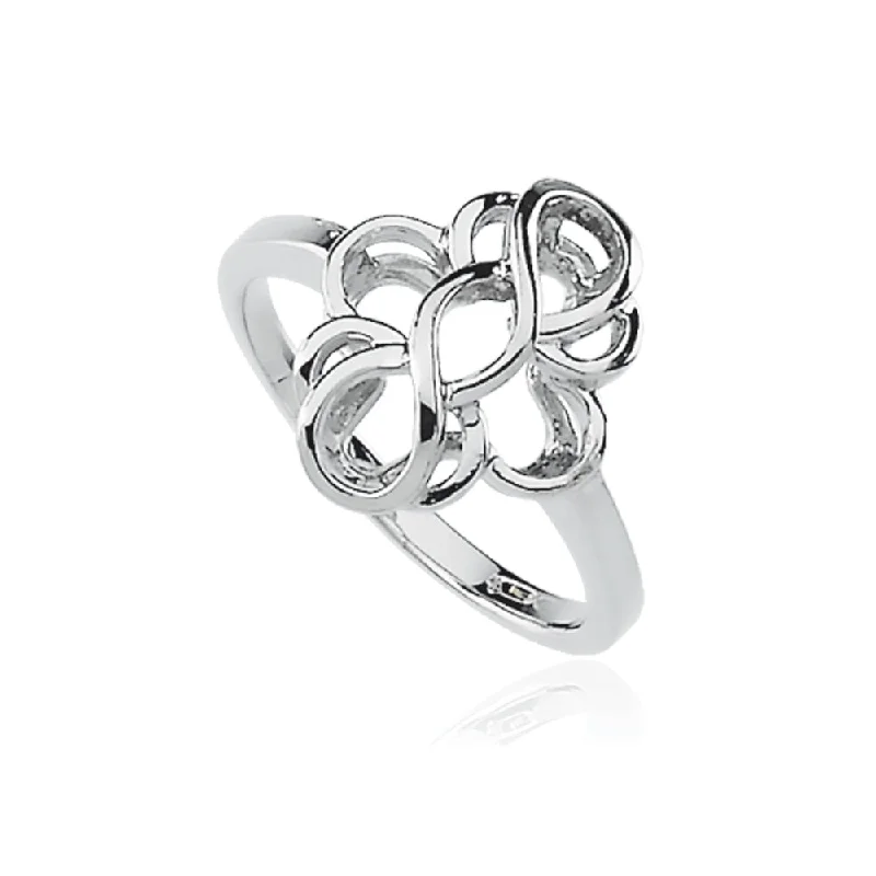 Classic Gemstone Rings-Women's Swirl Ring in 14k White Gold