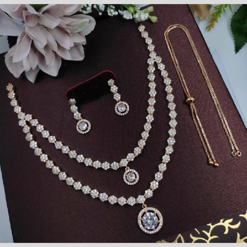 Stunning Pendant Necklaces for Brides-Aamrapali Gold Plated AD Necklace Set