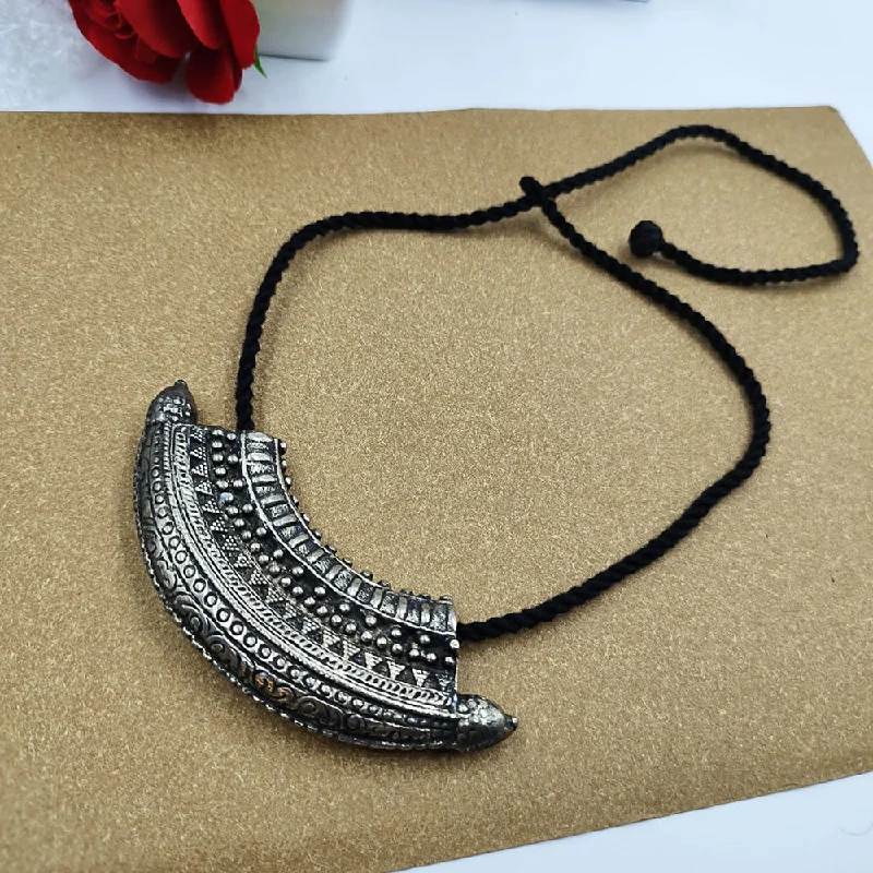 Trendy Heart Necklaces-Akruti Collection Oxidised Long Thread Necklace