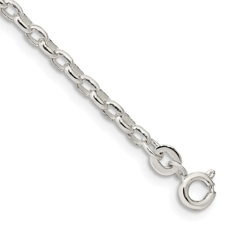 Custom Wedding Bracelets-Sterling Silver 2.75mm Oval Fancy Rolo Chain Bracelet