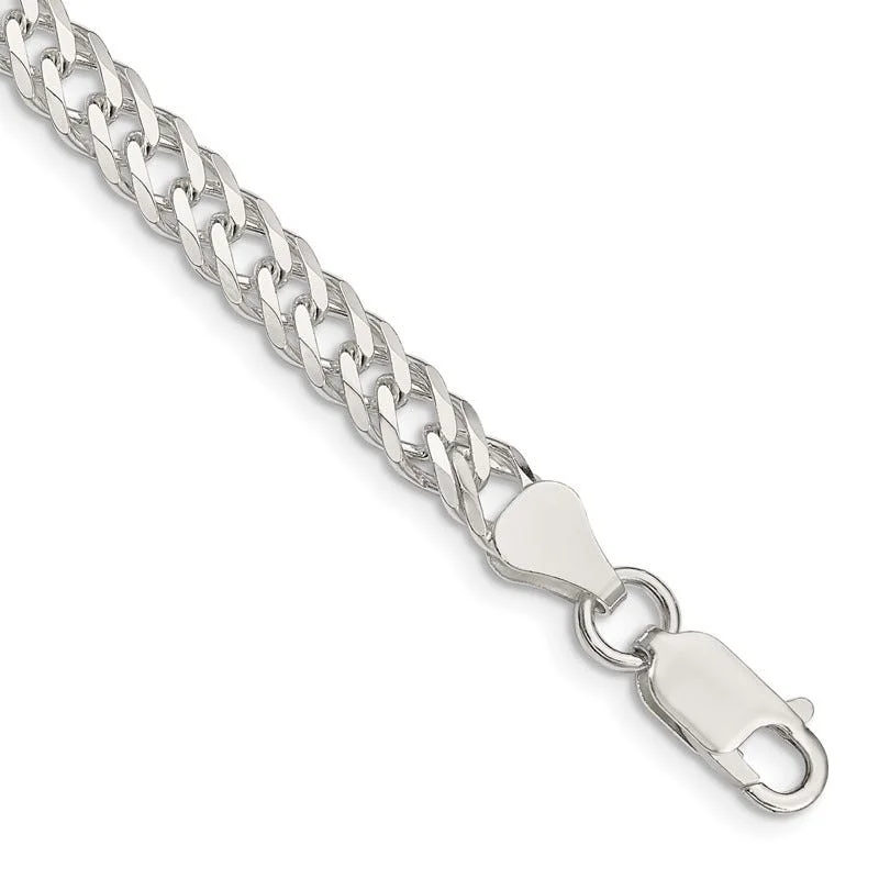 Simple Tennis Bracelets-Sterling Silver 5.25mm 6 Side D/C Flat Double Curb Chain Bracelet