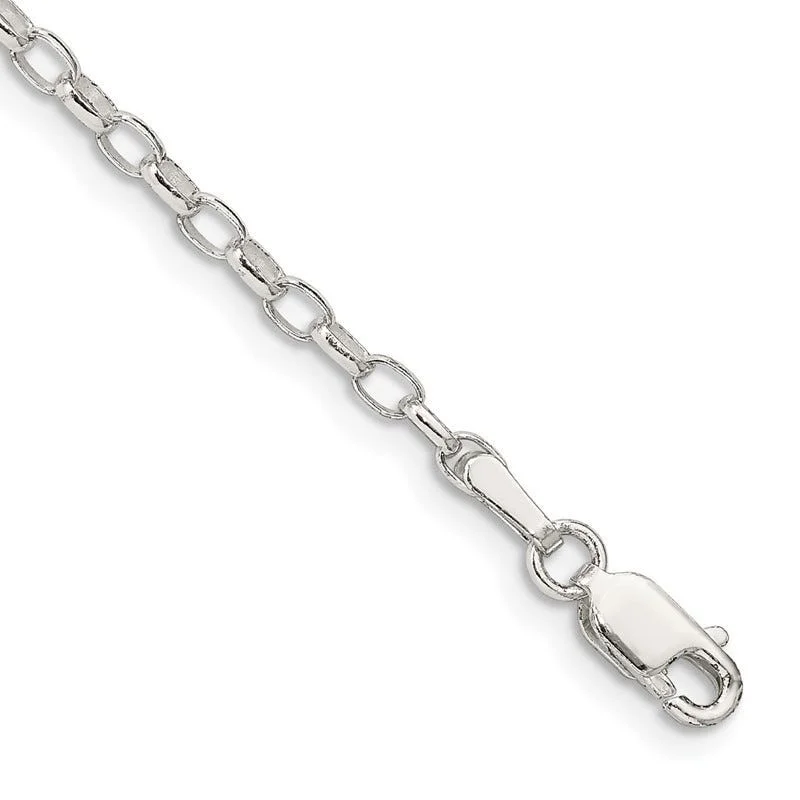 Modern Diamond Bracelets-Sterling Silver 2.5mm Oval Fancy Rolo Chain Bracelet