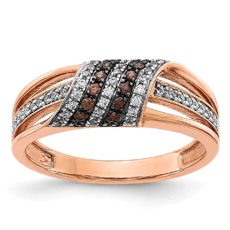 Vintage Style Rings-7mm 14K Rose Gold 1/3 Ctw Two-Tone Diamond Split Shank Tapered Band