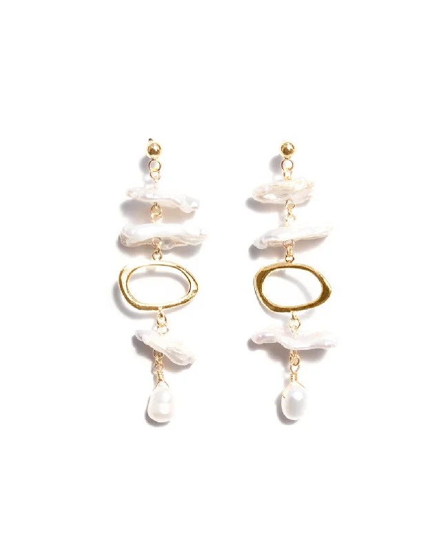 Boho Earrings for Weddings-Biwa Gold Earrings