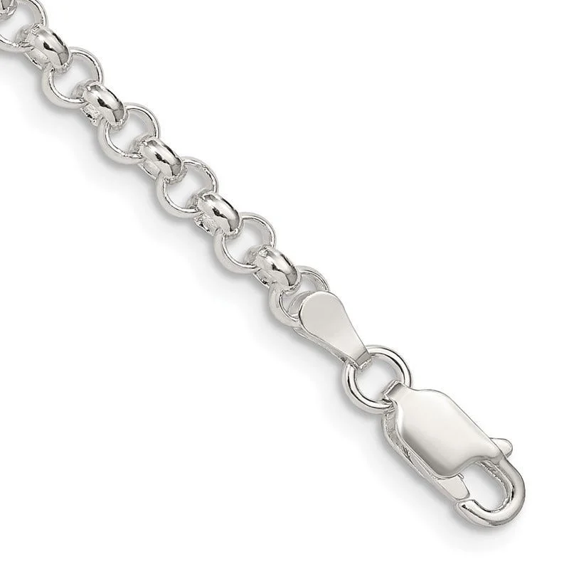 Bold Silver Bracelets-Sterling Silver 4mm Rolo Chain Bracelet