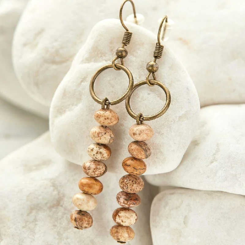 Pearl Drop Earrings-Vintage Jasper Earrings