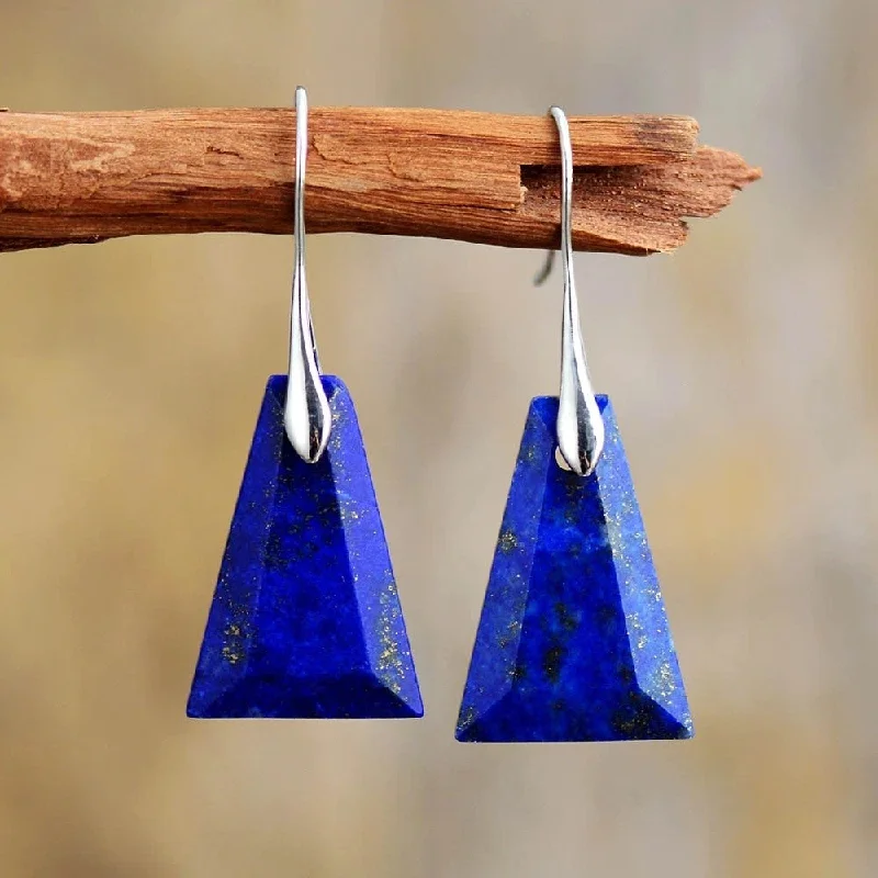 Luxury Stud Earrings-Graceful Lapis Lazuli Earrings