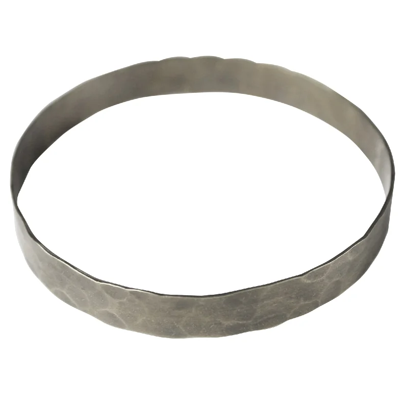 Luxury Silver Bangle Sets-Eve Hammered Bangle, Silver - Lrg