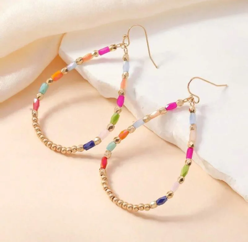 Elegant Wedding Earrings-Beautiful Multicolor Teardrop Earrings