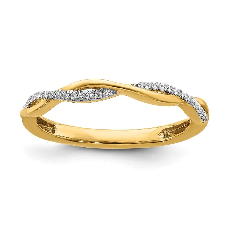 Personalized Diamond Rings-2mm 14k Yellow Gold 1/15 Ctw Diamond Stackable Twist Band