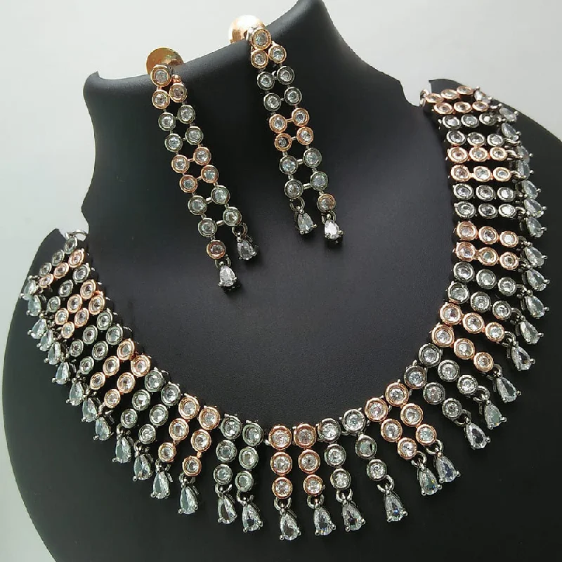 Vintage Style Necklaces-Kavita Art 2 Tone Plated American Diamond Necklace Set