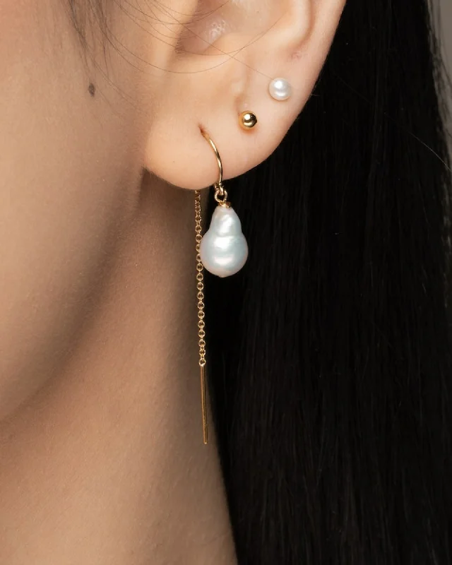 Trendy Silver Earrings-Teardrop Bonbon threader earrings