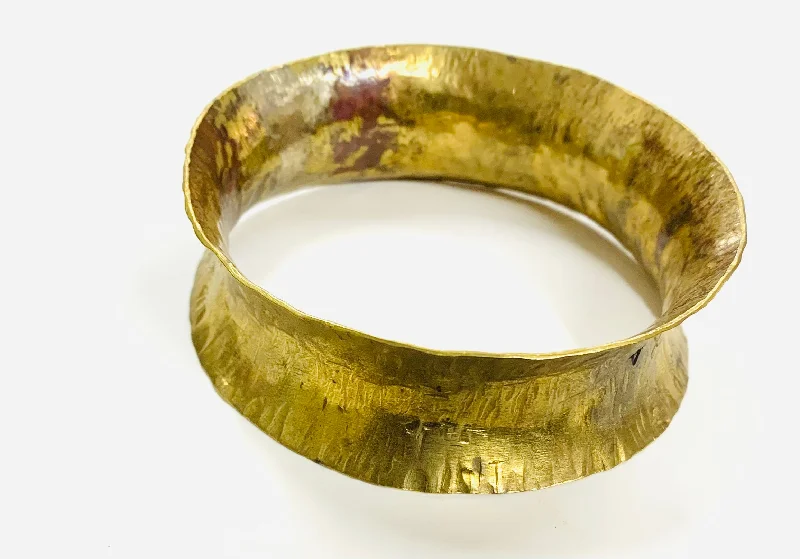 Dainty Bangle Bracelets-Concave brass bangle