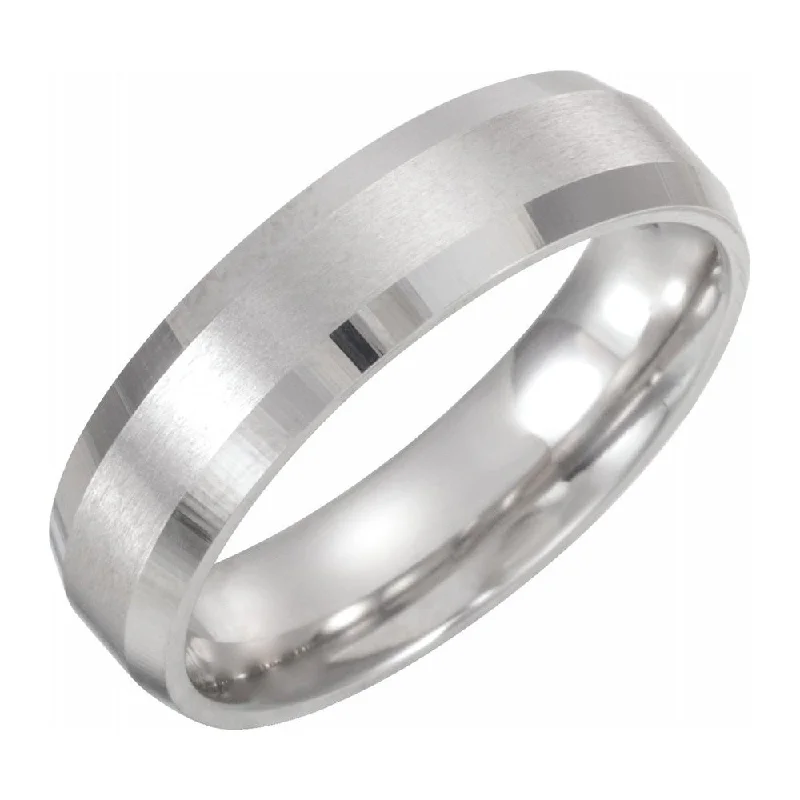 Men’s Wedding Rings-6mm Continuum Sterling Silver Beveled Edge Satin Comfort Fit Band