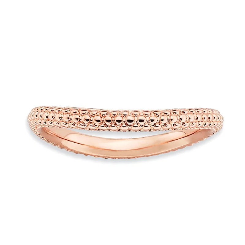 Gold and Silver Rings-2.25mm Stackable 14K Rose Gold Plated Silver Curved Band