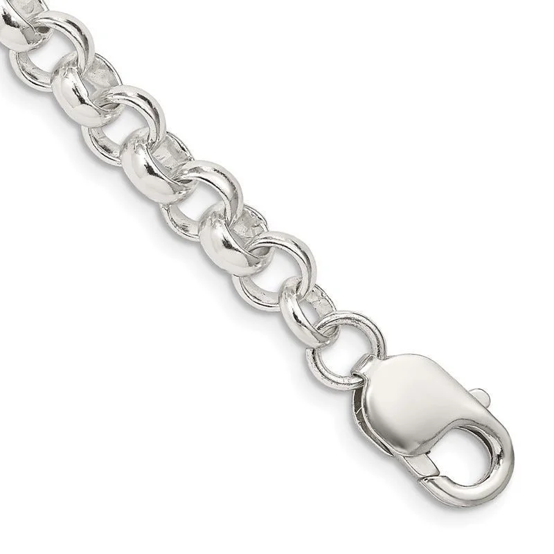 Men's Silver Bracelets-Sterling Silver 6.75mm Rolo Chain Bracelet