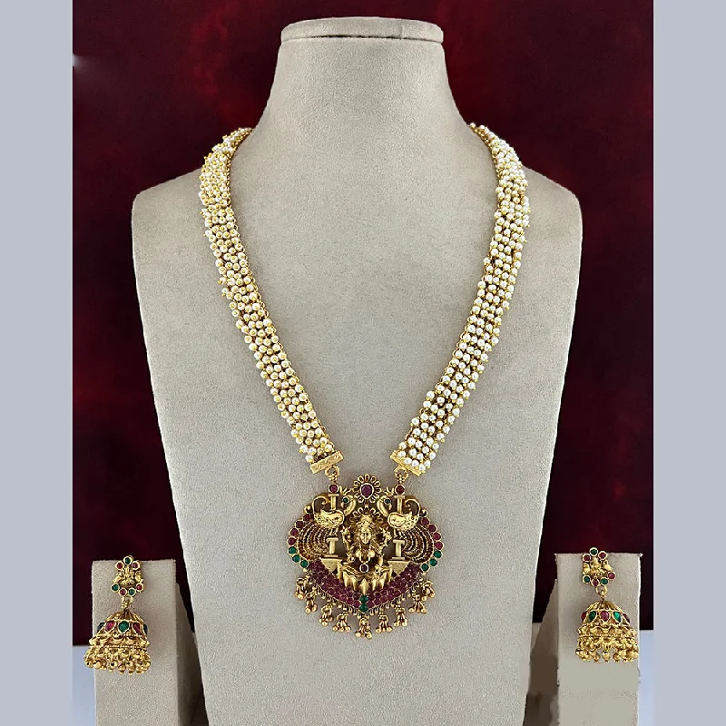 Classic Silver Chain Necklaces-Diksha Collection Gold Plated Temple Long Necklace Set