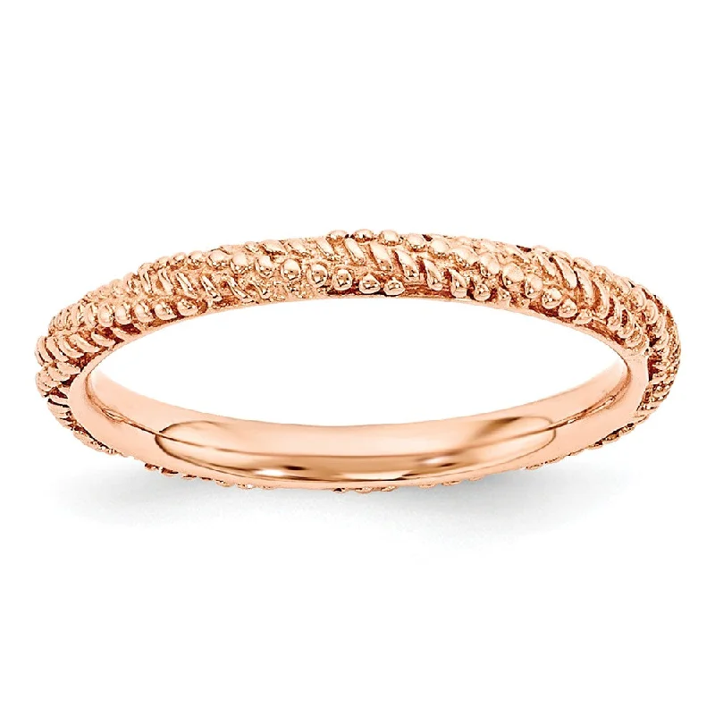 Dainty Gold Rings-2.25mm Rose Gold Tone Plated Sterling Silver Stackable Textured Band