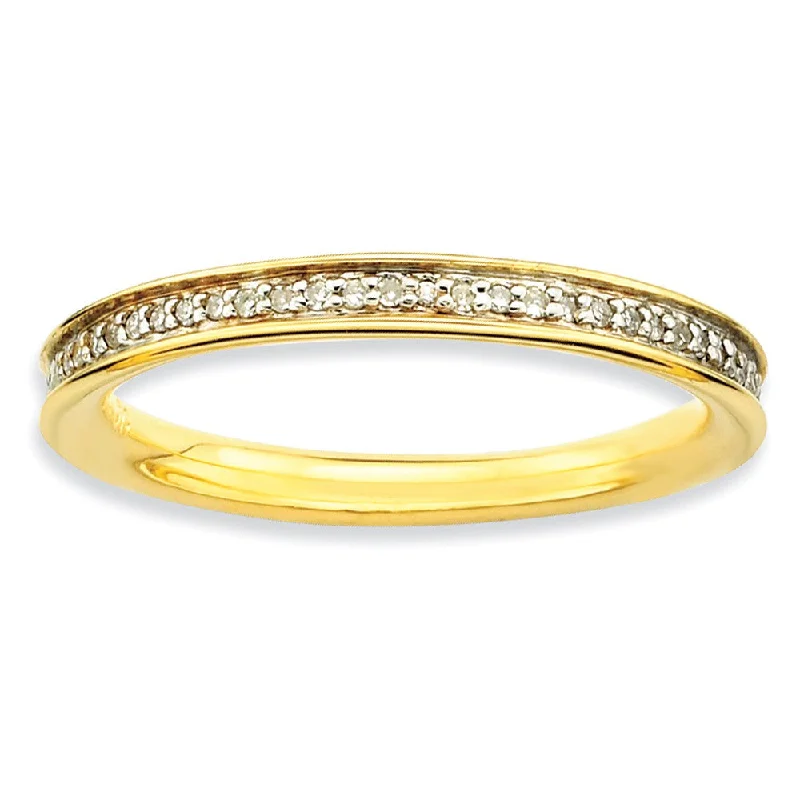 Designer Wedding Ring Sets-2.25mm 14K Gold Plated Silver Stackable 1/5 Cttw HI/I3 Diamond Band