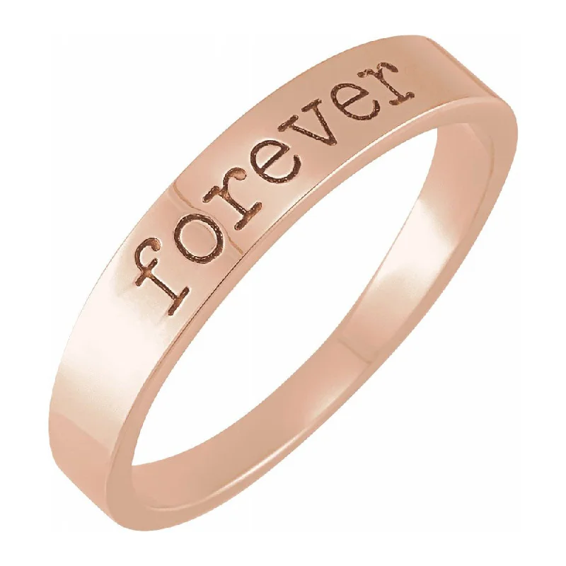 Bold Wedding Bands-14K Rose Gold 'Forever' Stackable Tapered Band