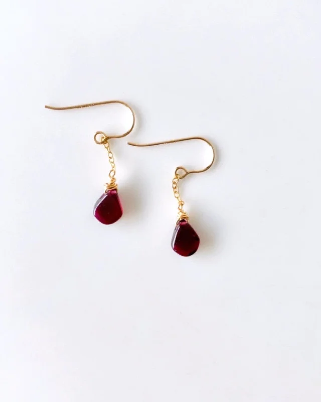 Sparkling Drop Earrings-Garnet simple Earrings