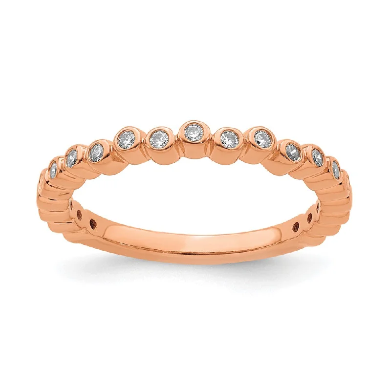 Bold Silver Rings-2.5mm 14k Rose Gold 1/10 Ctw Diamond Stackable Band