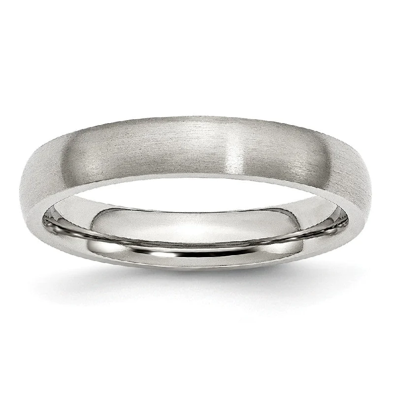 Customizable Diamond Rings-4mm Brushed Domed Comfort Fit Band in Stainless Steel