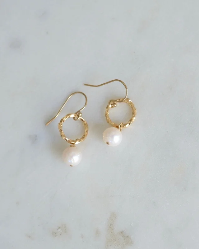 Rose Gold Earrings-Pearl Round twist Earrings