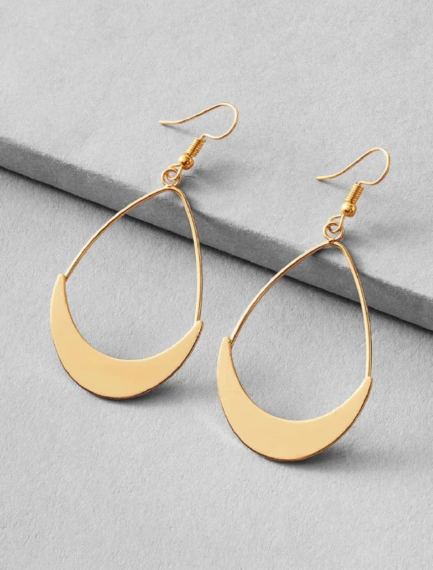 Gold Dangle Earrings-Beautiful Gold Moon Hoop Earrings