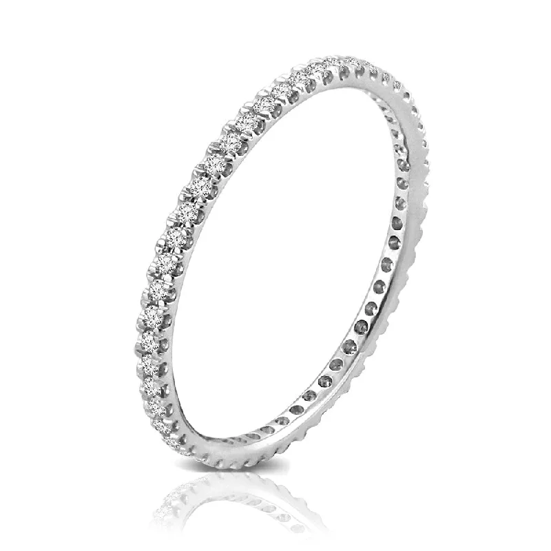 Elegant Engagement Rings-1.3mm Platinum U Shared Prong 1/4 Ctw Diamond Eternity Band