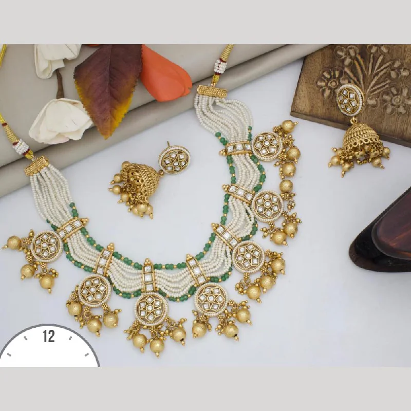 Trendy Heart Necklaces-Manisha Jewellery Gold Plated Kundan Stone Necklace Set