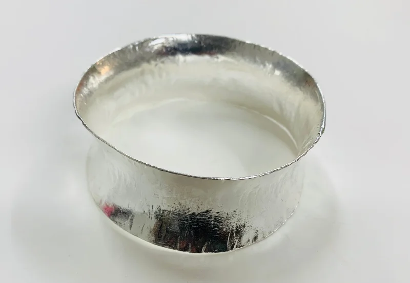 Large Statement Bangles-Concave silver bangle