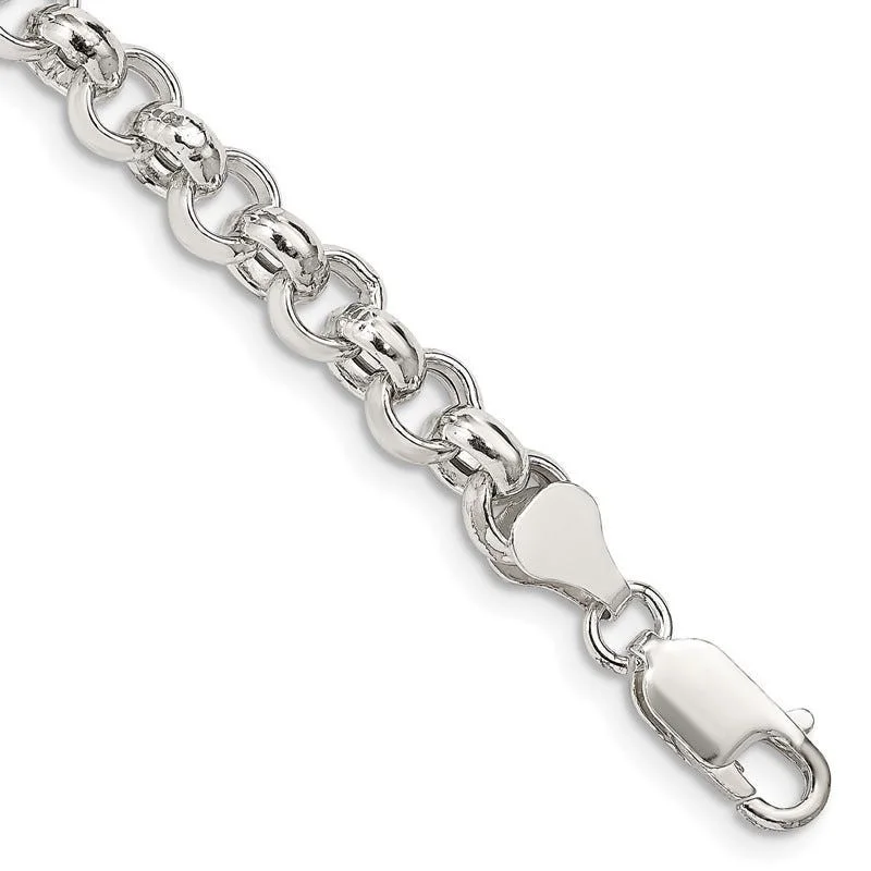 Elegant Gold Bracelets-Sterling Silver 6.5mm Semi-solid Rolo Chain Bracelet