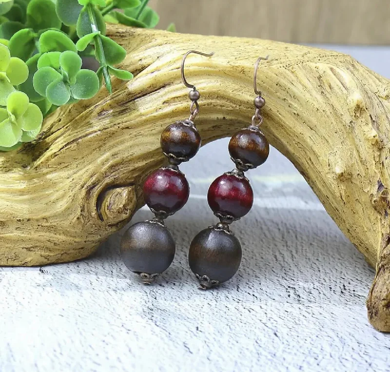 Long Earrings for Women-Vintage Two Tone Bead Drop Earrings