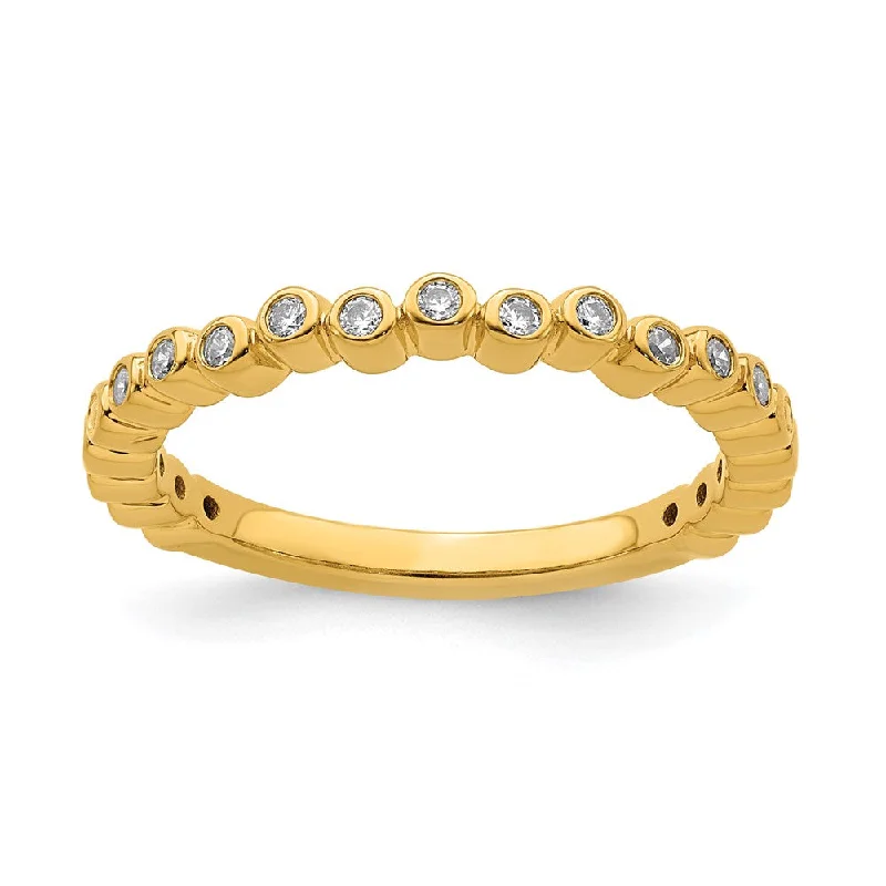 Engagement Rings with Colored Stones-2.5mm 14k Yellow Gold 1/10 Ctw Diamond Stackable Band