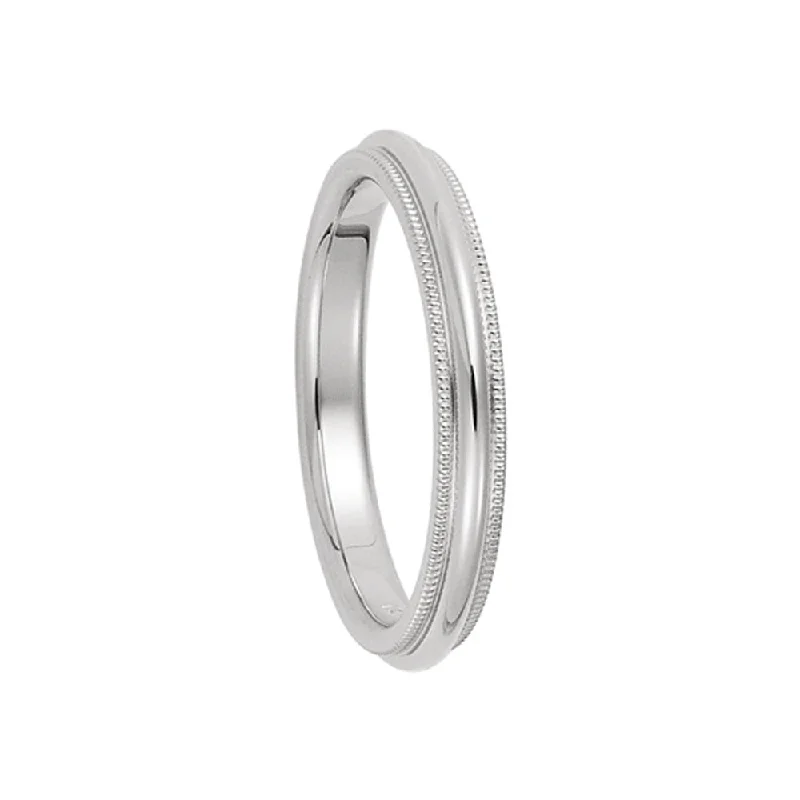 Matching Gold Wedding Rings-4mm Continuum Sterling Silver Milgrain Edge Comfort Fit Domed Band