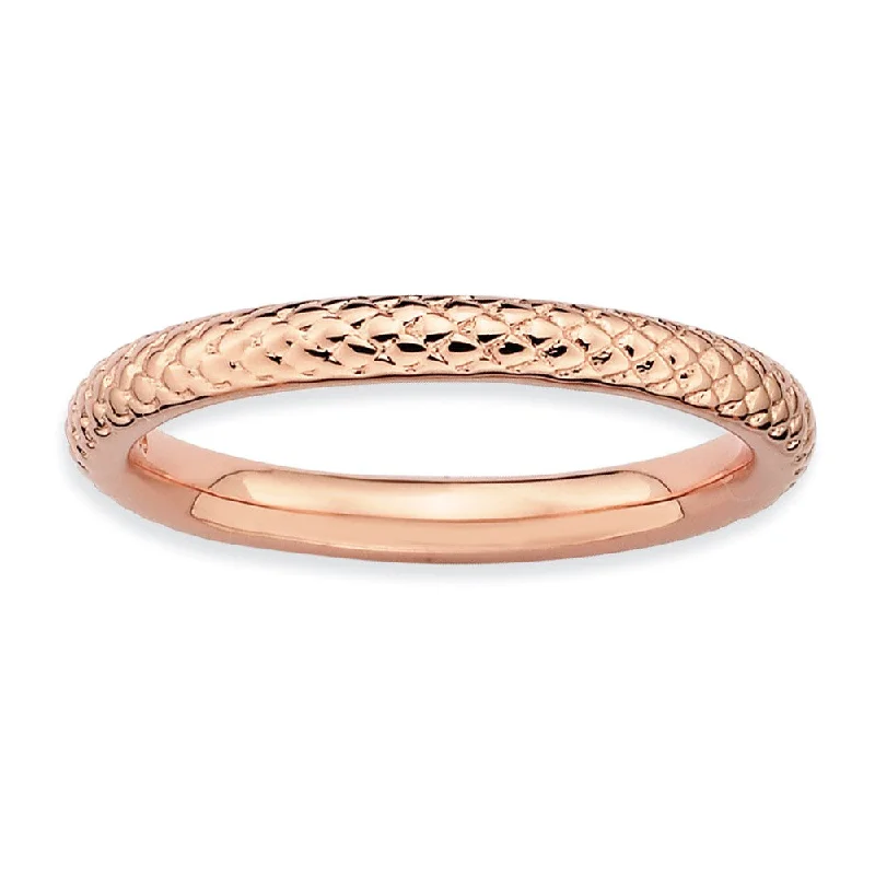 Men’s Gold Rings-2.25mm Stackable 14K Rose Gold Plated Silver Cable Band