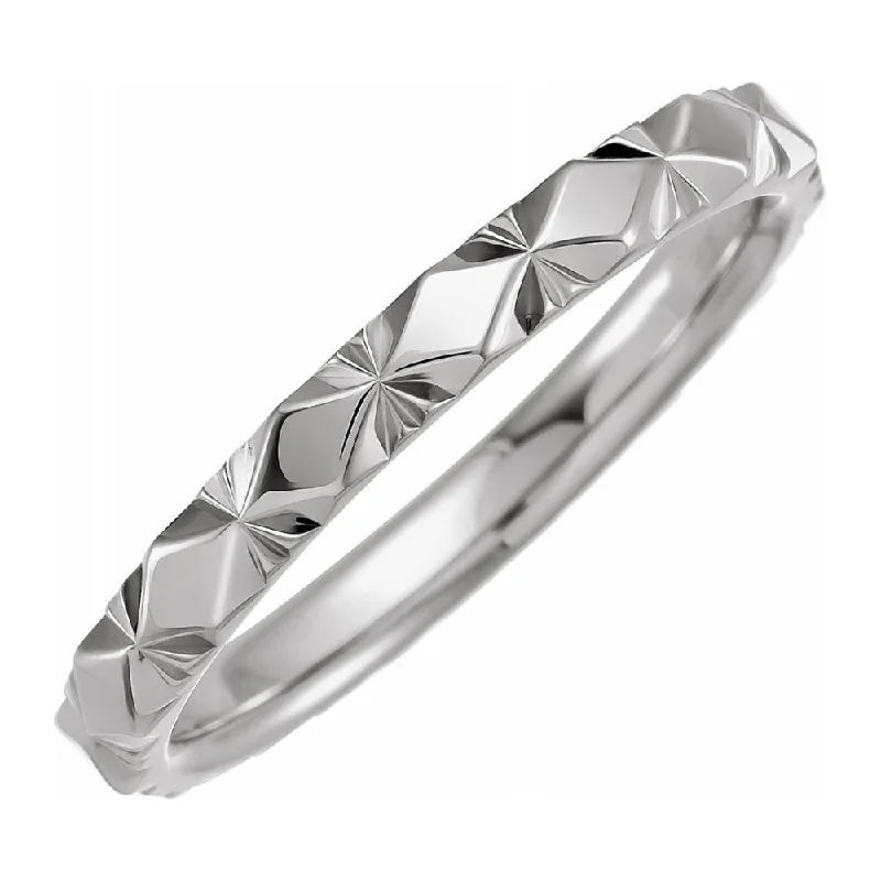 Beautiful Wedding Bands-2.5mm Platinum Diamond Cut Faceted Standard Fit Band