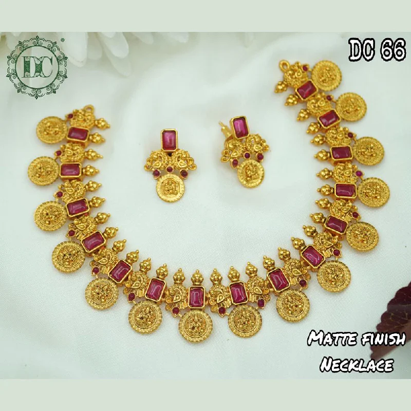 Elegant Long Necklaces-Diksha Collection Gold Plated Pota Stone Temple Necklace Set