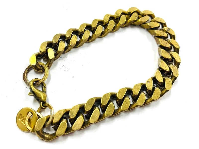 Custom Gold Bangles-Chunky snake chain brass bracelet