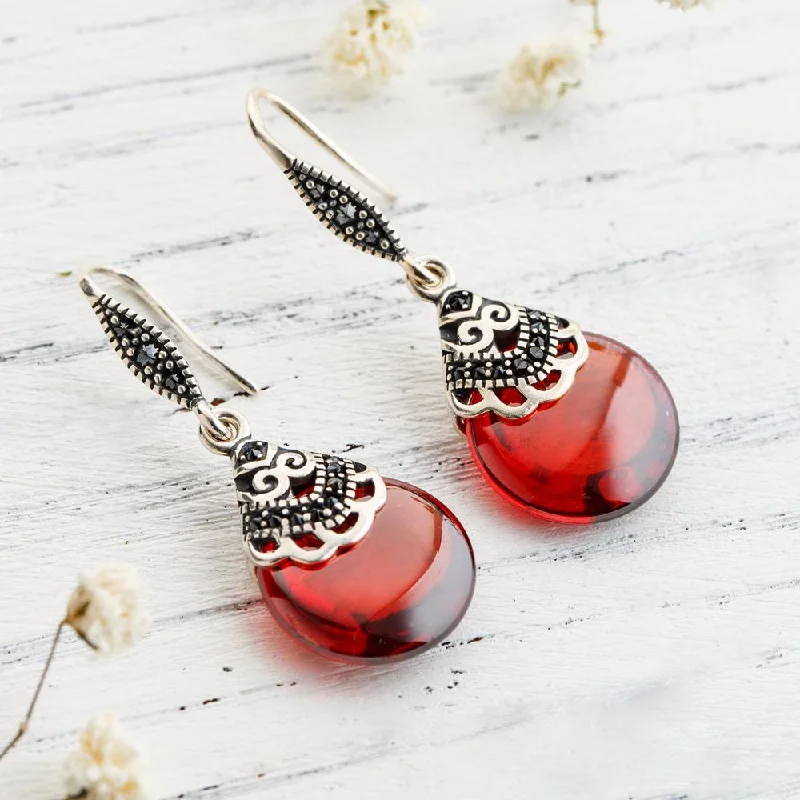 Gold Stud Earrings-Garnet Earrings of Tenderness