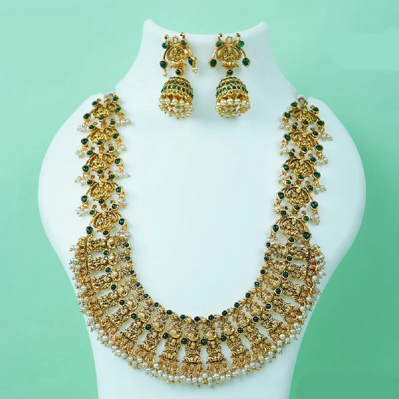 Long Pendant Necklaces-Diksha Collection Gold Plated Temple Necklace Set